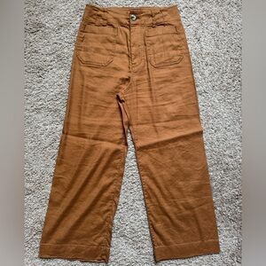 Anthropologie Maeve The Colette Linen Blend Crop Wide-Leg Pants